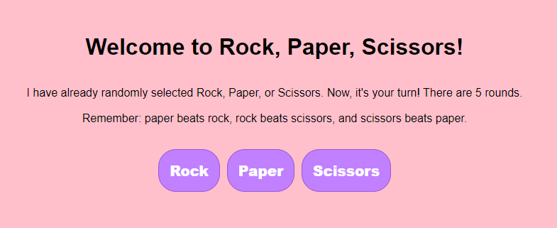 rock, paper, scissors browser game